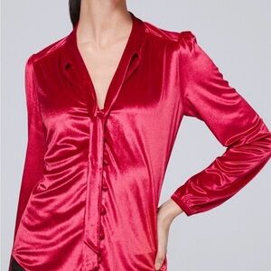 White House Black Market Vibrant Red Satin Blouse